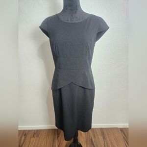 Calvin Klein Black Cap-Sleeve Sheath Midi Dress